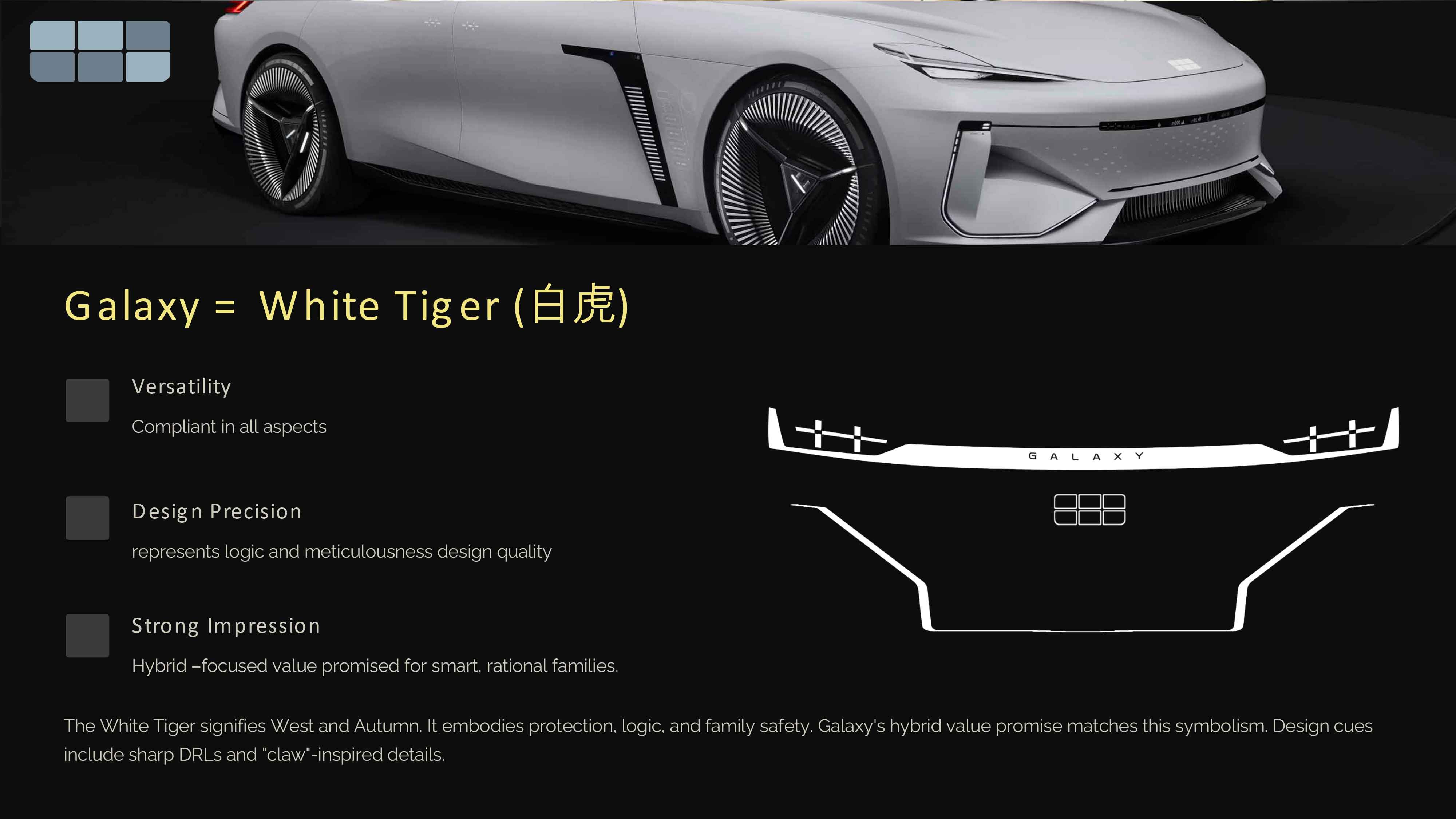 Galaxy White Tiger Brand Identity - Rational Premium & Family Guardian Design